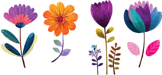 vector set of flowers