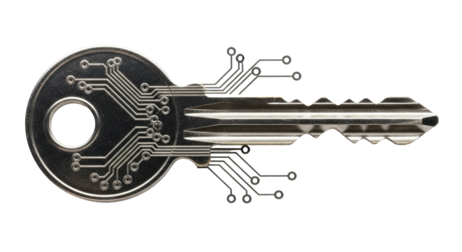Isolated metallic key concept for cybersecurity, data encryption, and network security