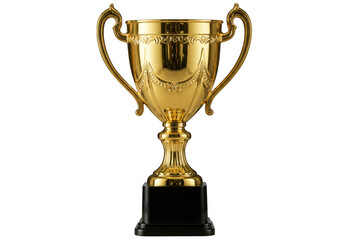 Golden trophy with handles isolated on transparent background
