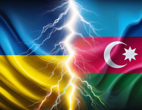 thunder electricity with ukraine and azerbaijan flag on each side