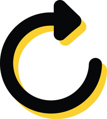 Bold black and yellow circular arrow icon with shadow
