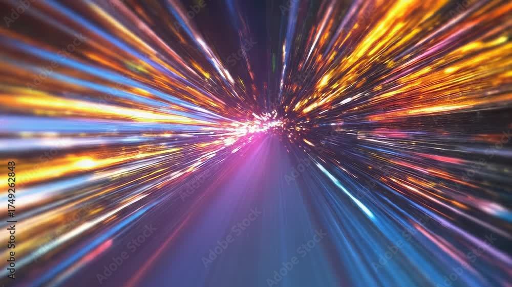Wall mural abstract speed light trails generating data tunnel