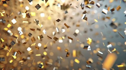 A vibrant explosion of gold confetti against a festive background, capturing the excitement of celebration.