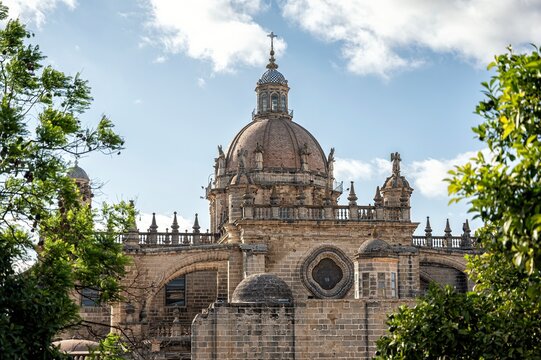 Dome and architectural details of Jerez de la Frontera Cathedral - Powered by Adobe
