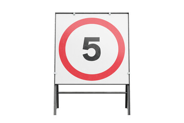 Speed Limit 5 Miles Square Road Sign Isolated, Front View