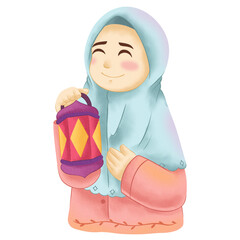 Muslim Character Watercolor Clipart