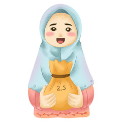 Muslim Character Watercolor Clipart