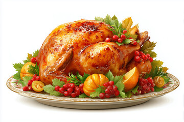 Festive 3D Turkey Dish with Colorful Garnish for Holiday Celebrations and Festivities