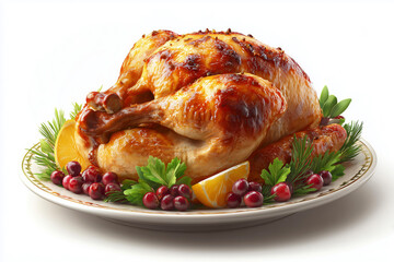 Roast Turkey Served with Fresh Garnish on a Festive Plate for Holiday Gatherings