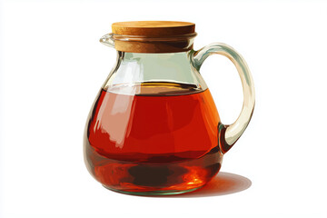 Clear Glass Jug with Wooden Lid and Amber Cider Drink for Seasonal Decorations or Recipes