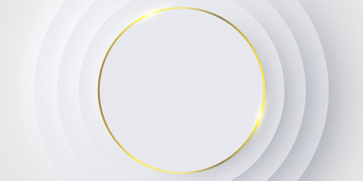 Top view podium, bright neumorphic design. Bright circular shapes in gold. Light, soft, clear, and simple vector illustration. Elegant abstract background with copy space.