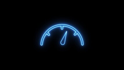 Glowing neon line speedometer icon animation isolated on white background. Represents speed, acceleration, and motion concepts in a futuristic style. - Powered by Adobe