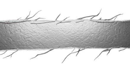 A strip of textured silver with realistic torn edges, blank for text. Isolated on transparent background,