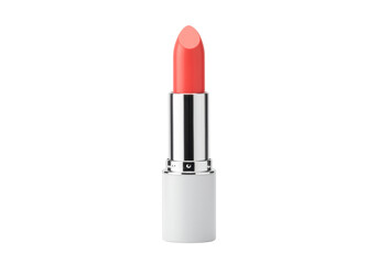 Fototapeta premium Coral lipstick isolated on white, beauty product for makeup and cosmetics advertising in PNG format