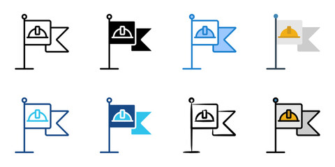 Labor flag icon set multiple style collection 
