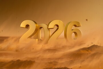 Golden 2026 number with dusty background effect