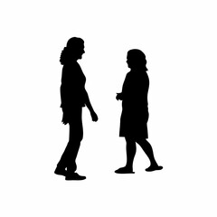 Therapist smiling patient walking independently silhouette isolated on white background