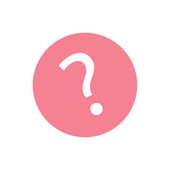 Pink Circle With White Question Mark Symbol Isolated On Transparent Background For Concepts Of Uncertainty Inquiry Or Help