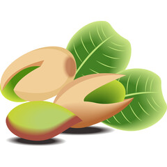Pistachios With Green Leaves On A Transparent Background Healthy Snack Food Ingredient