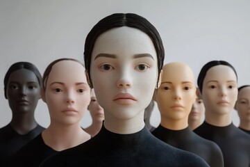Diverse array of minimalistic human avatars in a simple indoor setting