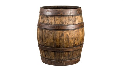 Obraz premium Wooden barrel against a white background