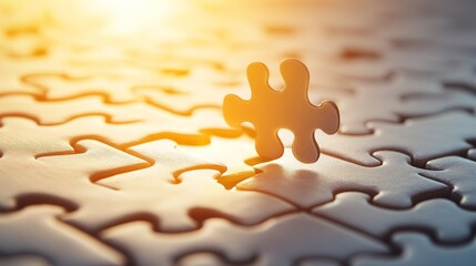 A Financial Puzzle Piece Perfectly Fitting Together Under a Bright Golden Sunshine for Investors