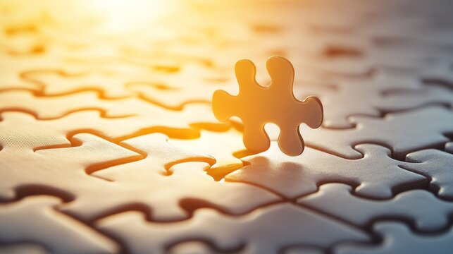 A Financial Puzzle Piece Perfectly Fitting Together Under a Bright Golden Sunshine for Investors