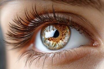 Naklejka premium Macro Closeup of a Hazel Green Human Eye