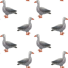 Two gray geese, painted in a delicate watercolor style. They are arranged diagonally, one higher, the other lower, as if in a smooth movement or a light dance.