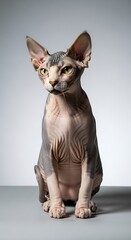 Intense Gaze - A Sphynx Cats Focused Expression in Studio Portrait.