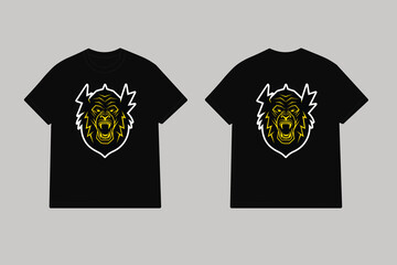 Fierce gorilla head with lightning patterns roaring