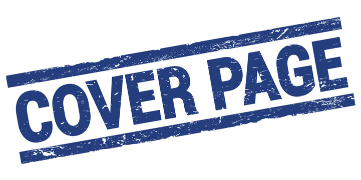 COVER PAGE text on blue rectangle stamp sign.