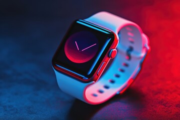 Smartwatch screen mockup showcasing minimalism in a modern design with vibrant colors