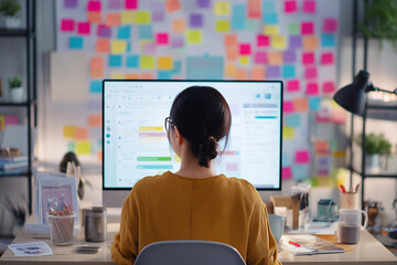 Woman Checking Project Dashboard