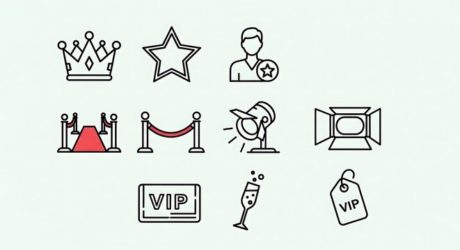 Luxury and Exclusivity - VIP Icons for Premium Events and Services.