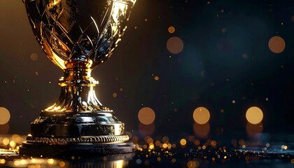 Golden Trophy of Triumph Celebrating Excellence, Success, and Achievement with a Luminous Shine and Elegant Bokeh Background for Victorious Moments and Grand Recognition