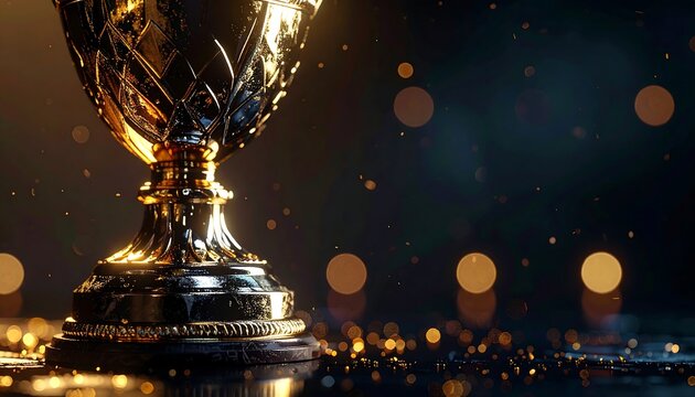 Golden Trophy of Triumph Celebrating Excellence, Success, and Achievement with a Luminous Shine and Elegant Bokeh Background for Victorious Moments and Grand Recognition