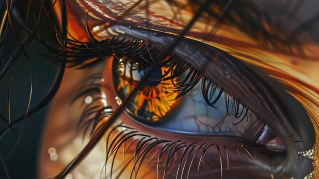 Video A close-up view of a person's eye with a butterfly perched on the eyelid, highlighting the delicate features and natural beauty