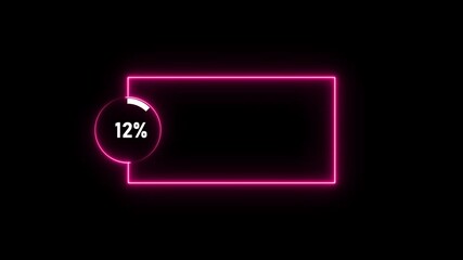 Circular progress bar text percentage from 0 to 15 animation isolated on black background