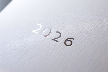 2026 engraved on metal surface isolated on white background