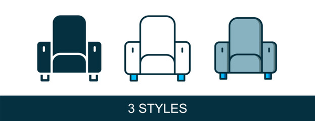 Filled outline Cinema chair icon isolated on white background. Vector