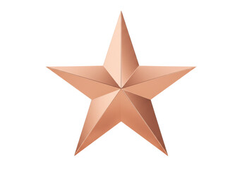 Copper five-pointed star isolated on transparent background, metallic star shape for decoration and design element