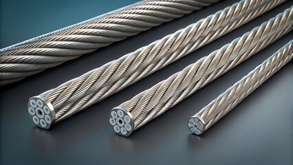 Steel metal cables closeup on dark background
