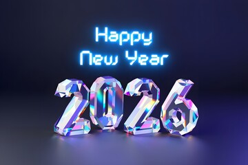 Colorful 2026 new year celebration with glowing text