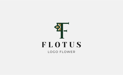 Logo Abstract Lotus or Tulip Flower With Letter F. Nature, Feminine and Beauty Colourful Creative Template. Modern and Minimalist Concept