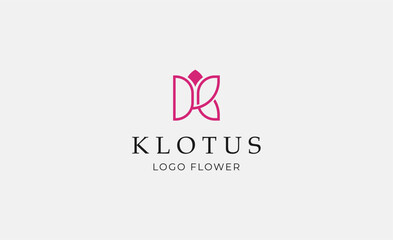 Logo Abstract Lotus or Tulip Flower With Letter K. Nature, Feminine and Beauty Colourful Creative Template. Modern and Minimalist Concept