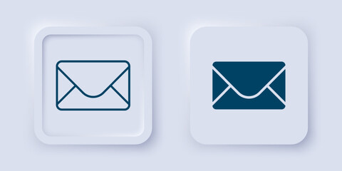 Filled and outline Mail and e-mail icon isolated on grey background. Envelope symbol e-mail. Email message sign. Square button. Vector