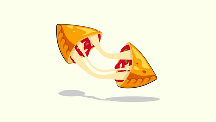 Playful Floating Nacho Chips or calzones With Melted Cheese Strings In Light Beige Background