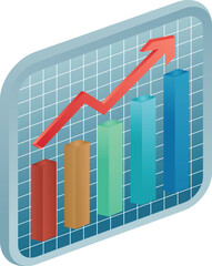 Dynamic colorful bar chart showing upward growth and financial trends for business analysis and planning