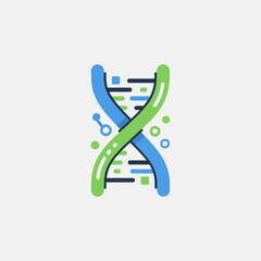 Colorful vector illustration of a stylized double helix DNA structure, representing genetic information, biological research, molecular science, and the intricate code of life